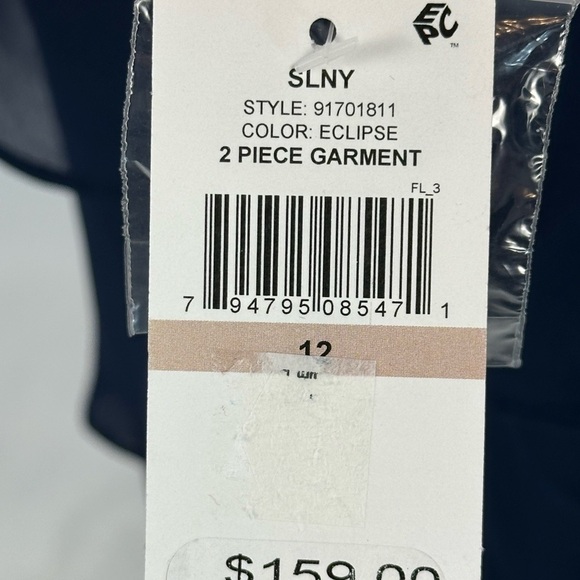 SLNY Sleeveless Tiered Midi Dress Sheer Long Sleeve Jacket - Navy Blue - size 12 - Picture 10 of 12